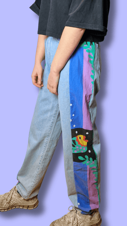 Fish Pants - Upcycling-jeans met vintage laken