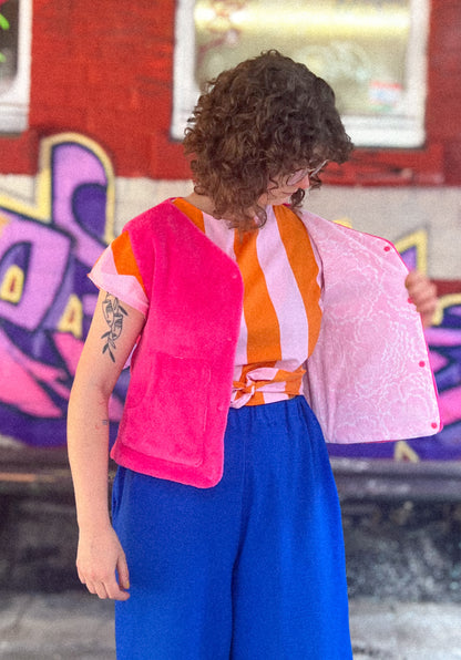 Gilet sans manches réversible rose
