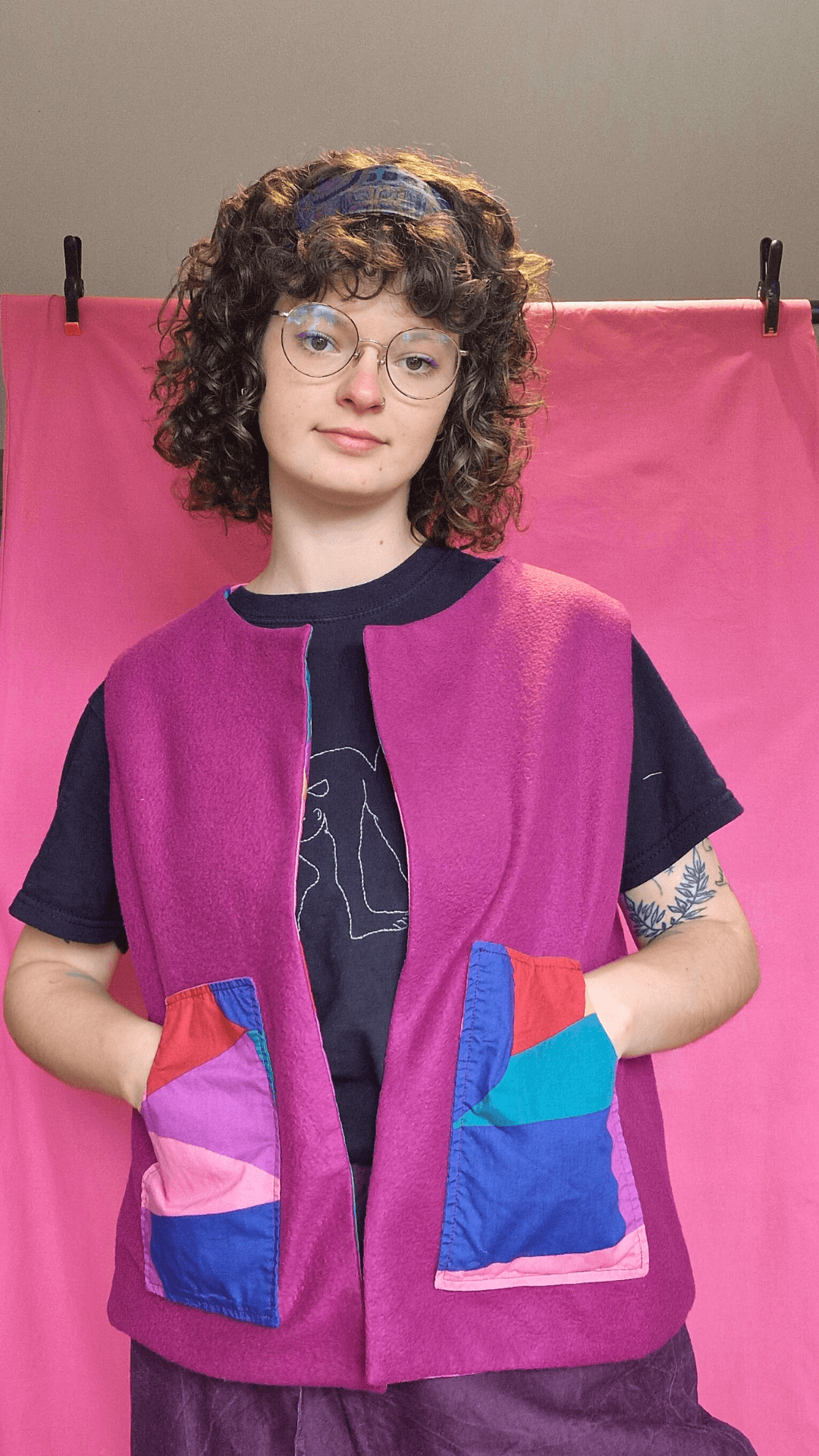 Gilet sans manches réversible - Mauve Abstract