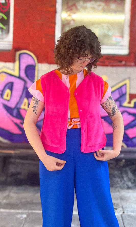 Gilet sans manches réversible rose