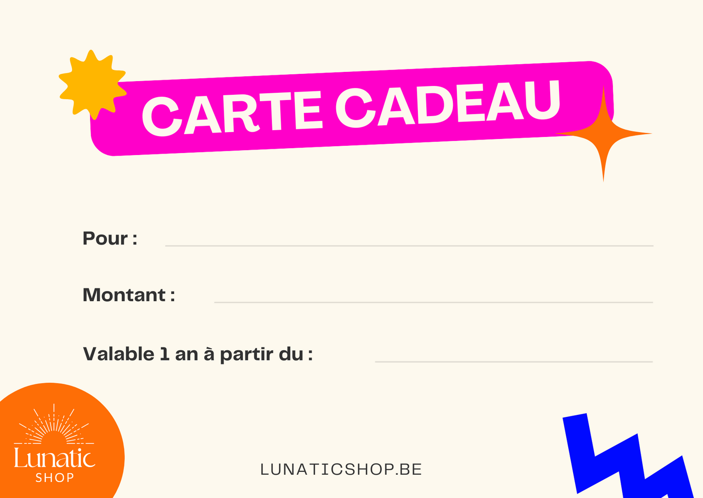 Bon Cadeau Lunaticshop - Offrez un Cadeau Éthique !