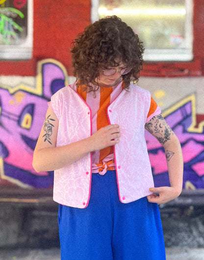 Gilet sans manches réversible rose
