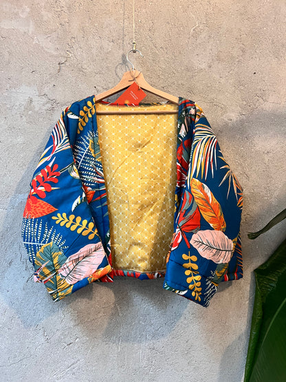 Veste Kimono - Jaune et bleu plantes