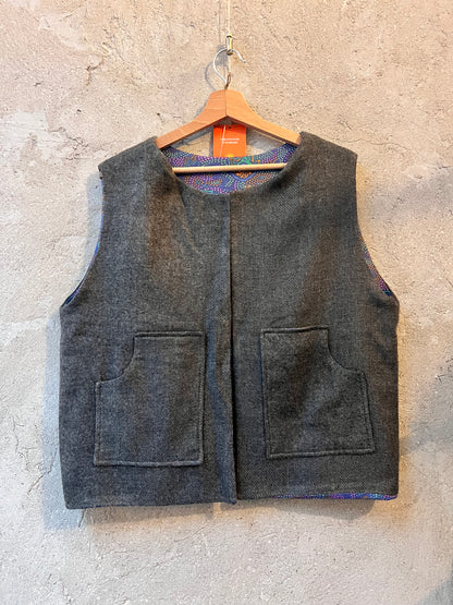 Gilet sans manches réversible - confettis et laine