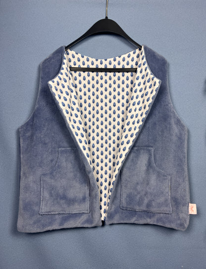 Blue reversible sleeveless vest