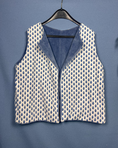 Blue reversible sleeveless vest
