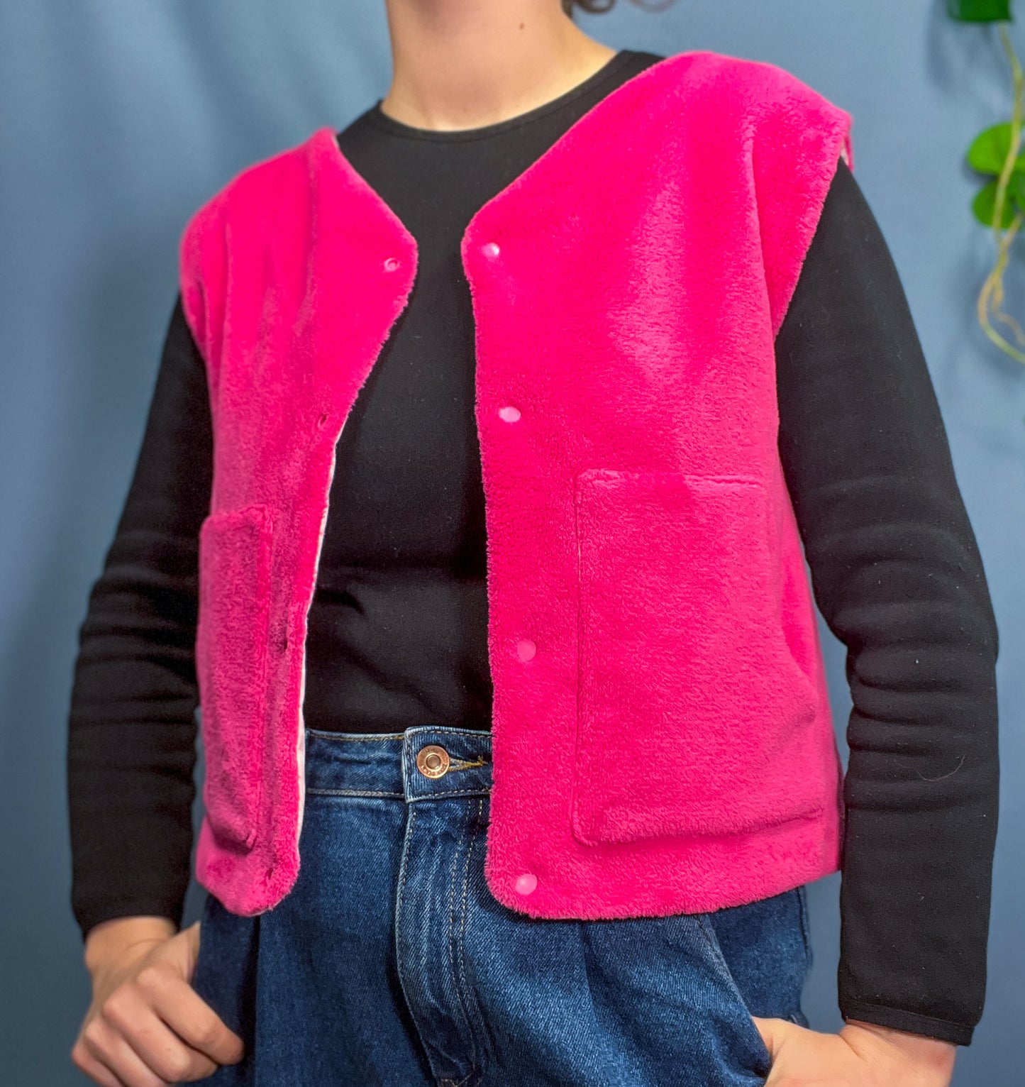 Pink reversible sleeveless vest
