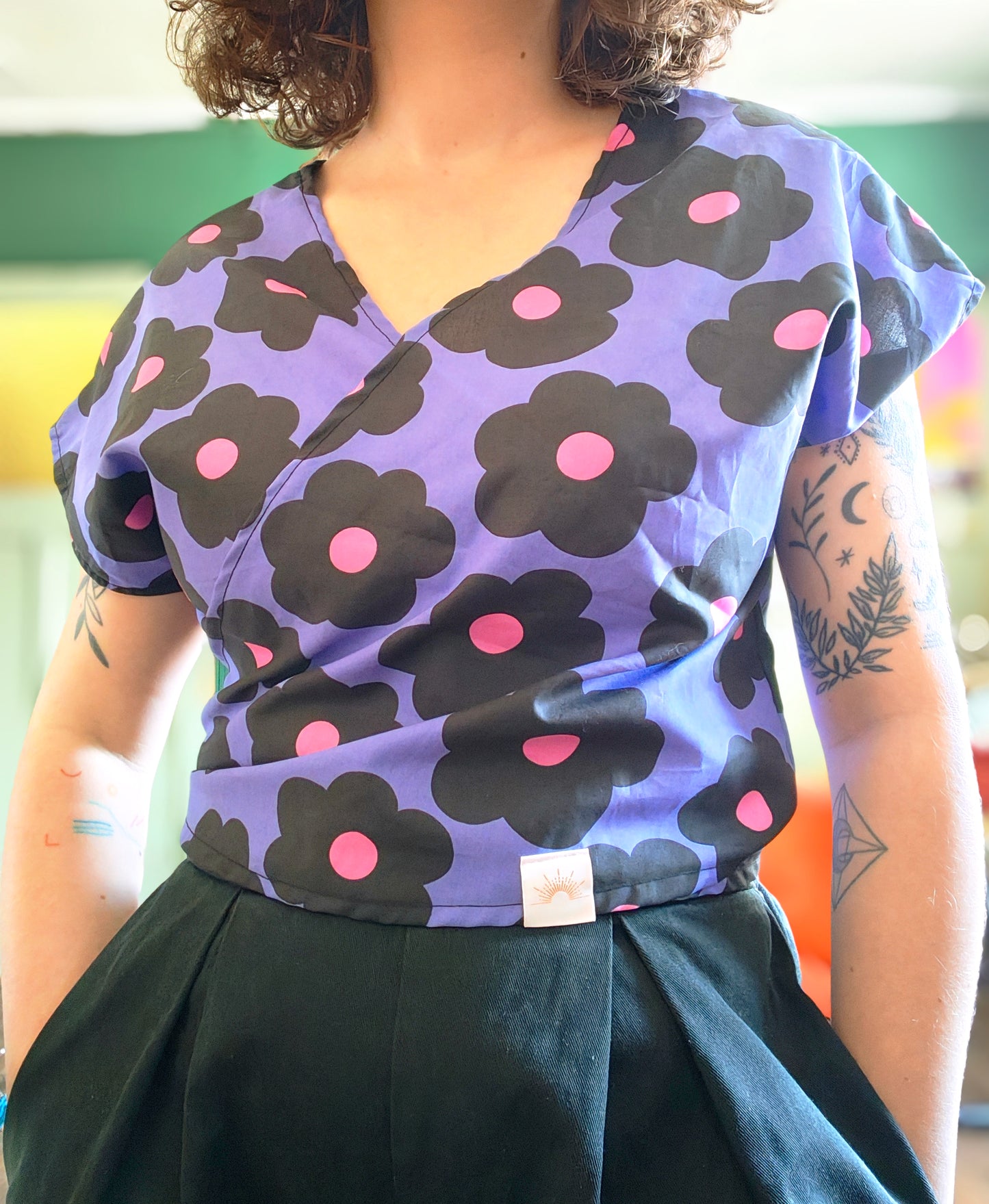 Top pop - purple flower - M/L