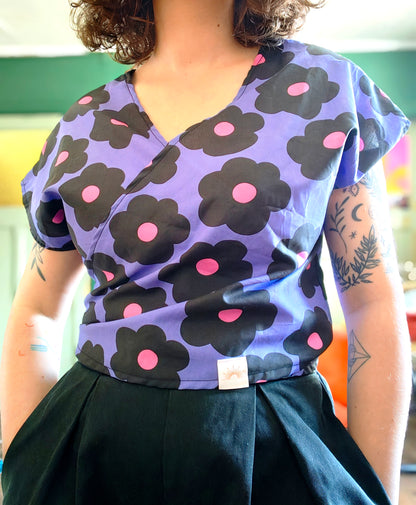 Top pop - purple flower - M/L